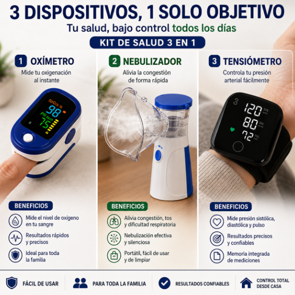 ¡OFERTA CYBER DAY! ⚡️ - Kit Tensiómetro + Oxímetro + Nebulizador de Regalo