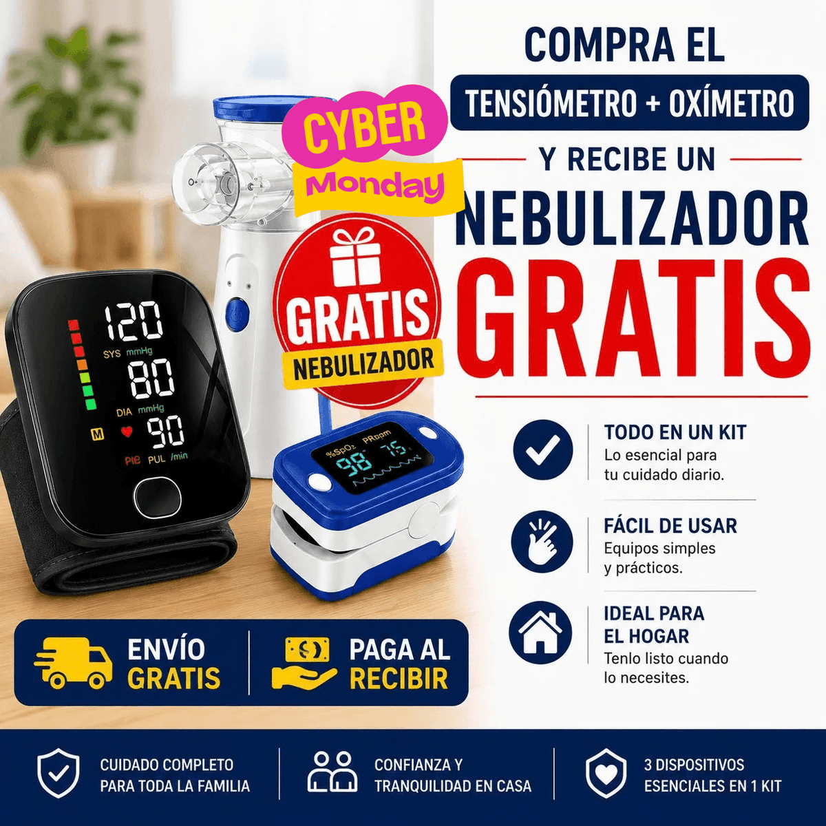 ¡OFERTA CYBER DAY! ⚡️ - Kit Tensiómetro + Oxímetro + Nebulizador de Regalo